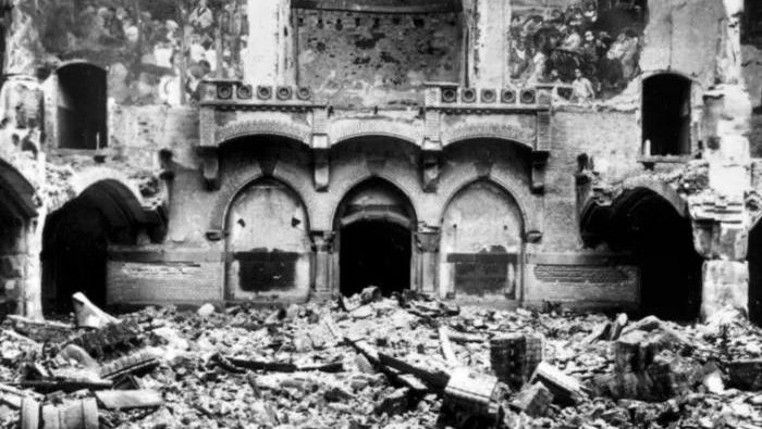 Zerstörte Friedenskirche; Foto: Gemeinde
